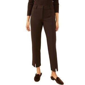 J. MCLAUGHLIN Deanne Straight Leg Brown Ankle Pants Women 6 Split Hem Office NEW
